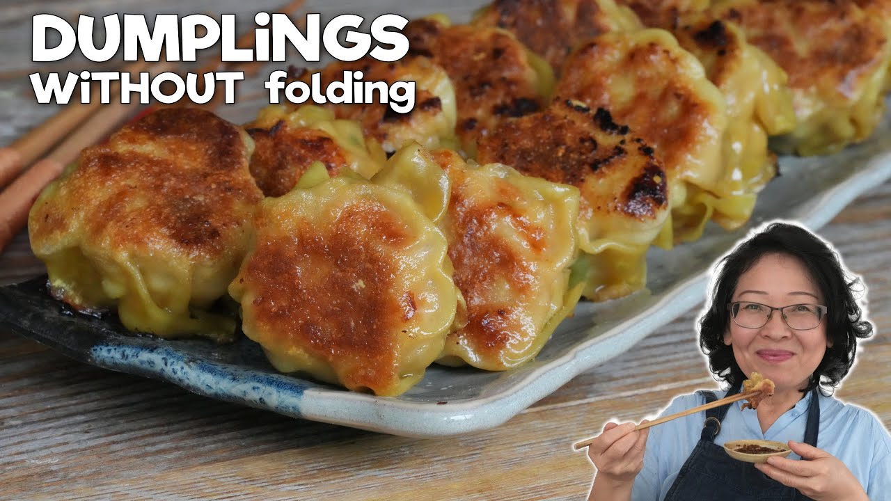 Chicken Dumplings WITHOUT Folding 🔥 Easy & Beautiful 😍 Inspired by Gyoza Potstickers & Jiaozi img
